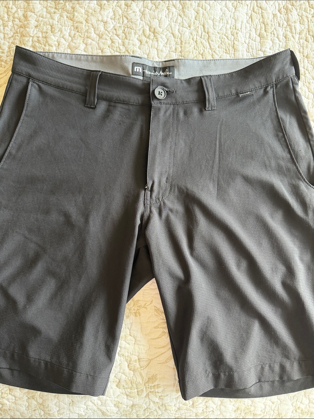 TravisMathew Black Wonderlust Performance Flat-Front Shorts